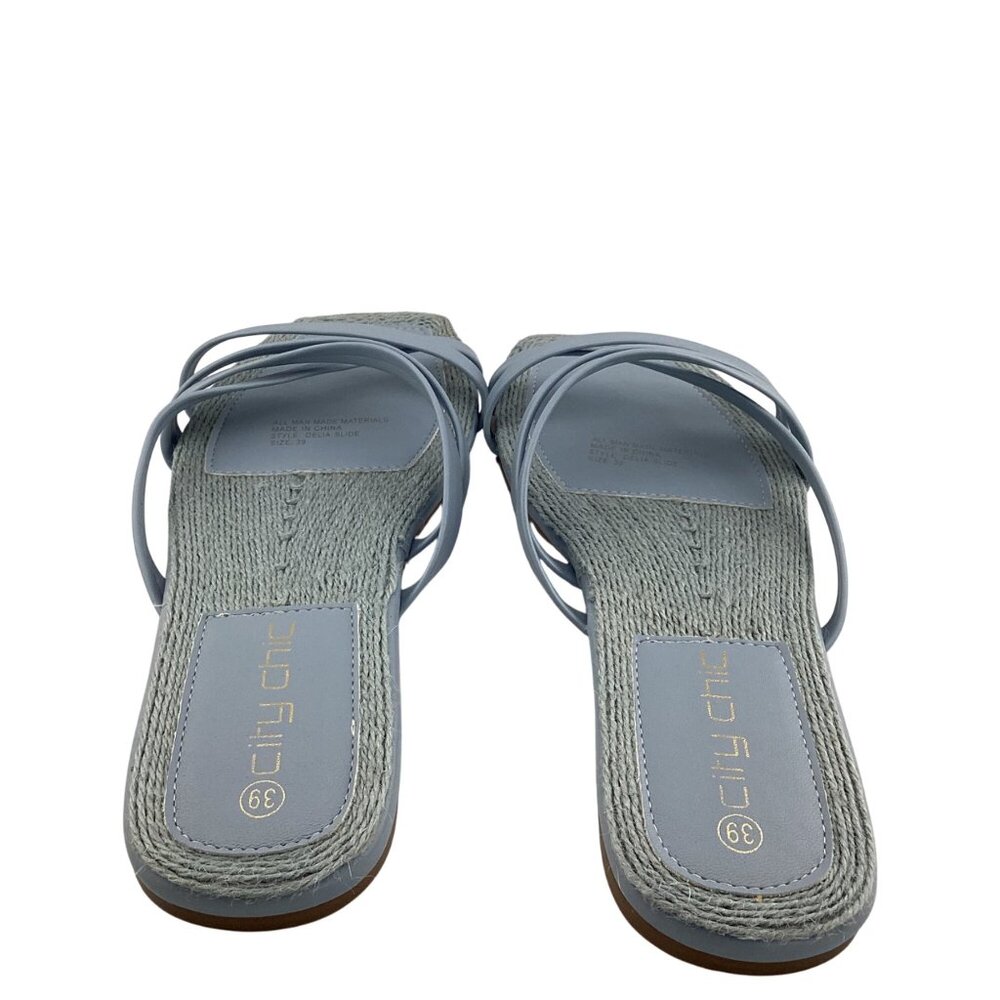 City Chic Womens Delia Slide Blue‎ Size 8-8.5 39 NWB Espadrille Sandals Strappy - Picture 5 of 7